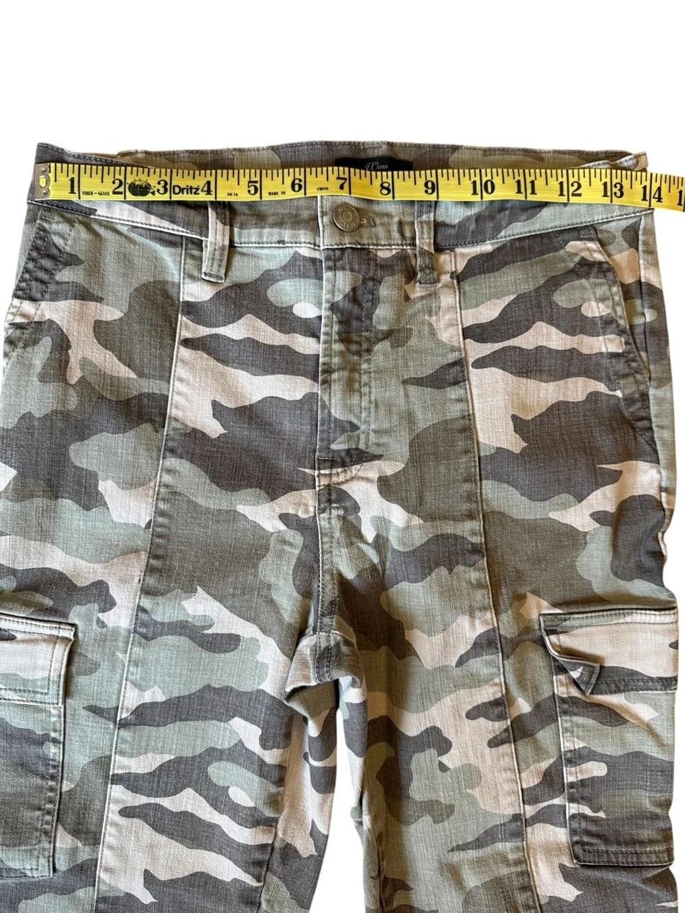 J. Crew Vintage Straight Cargo Camo Pants High Rise Cropped Green Tan Size 28
